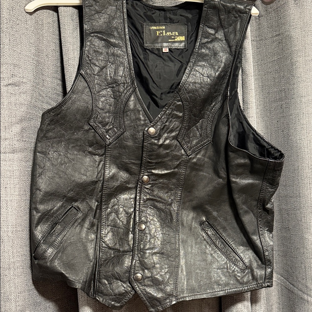 ELSA Black Leather Vest